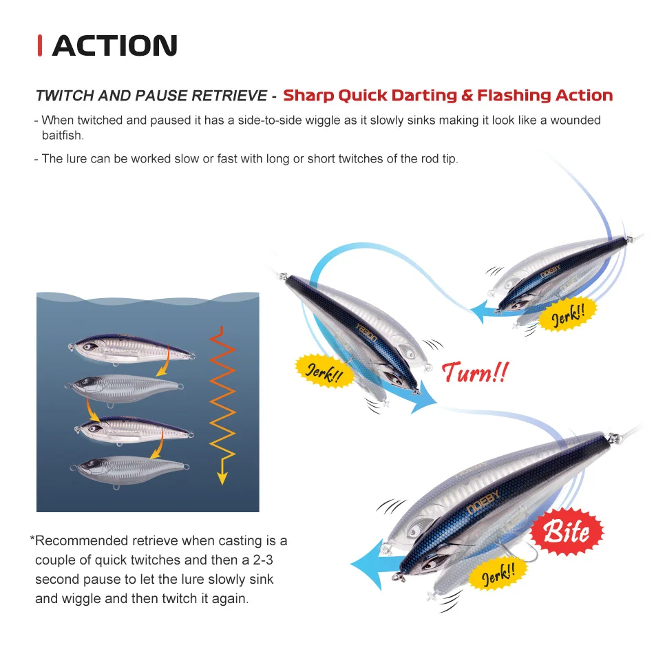 Noeby Inshore Twitchbait Angelköder 115mm 38g Sinkender Pencil Jerk Wobbler 3X Haken Künstlicher Harter Köder Salzwasser-Angelköder – Detail 5