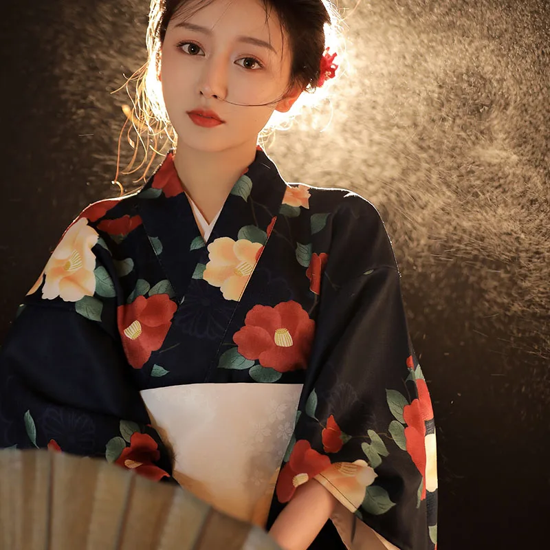 

Kimono Dress Japanese Style Yukata Bathrobe Women Print Haori Japan Uniform Cosplay Vintage Cardigan Costume Party Gown Clothes