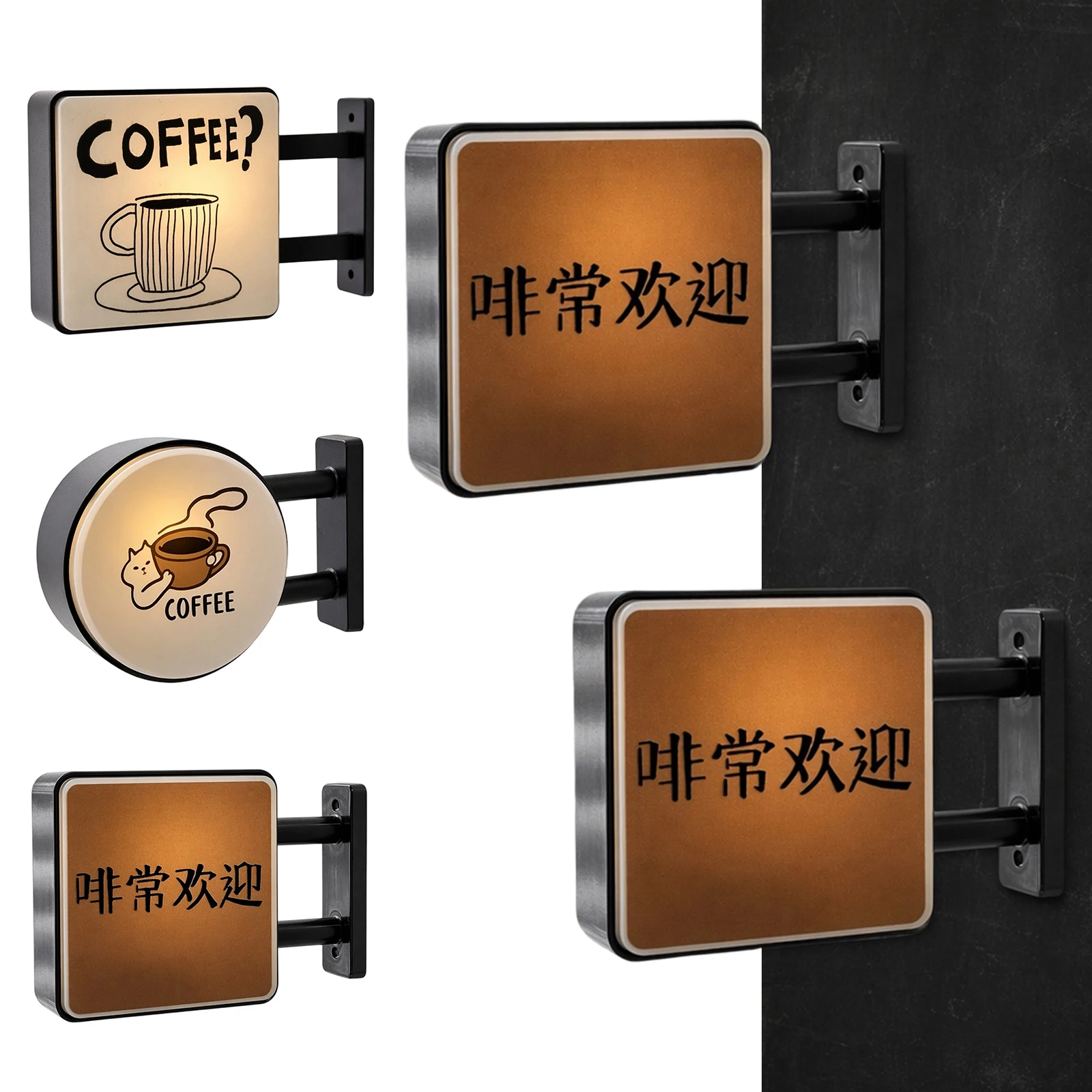 Mini Magnetic Coffee Shop Refrigerator Decor Wall-Mount Lighted Vintage Shop & Bar Signs Mini Refrigerator Magnets Decor view 2