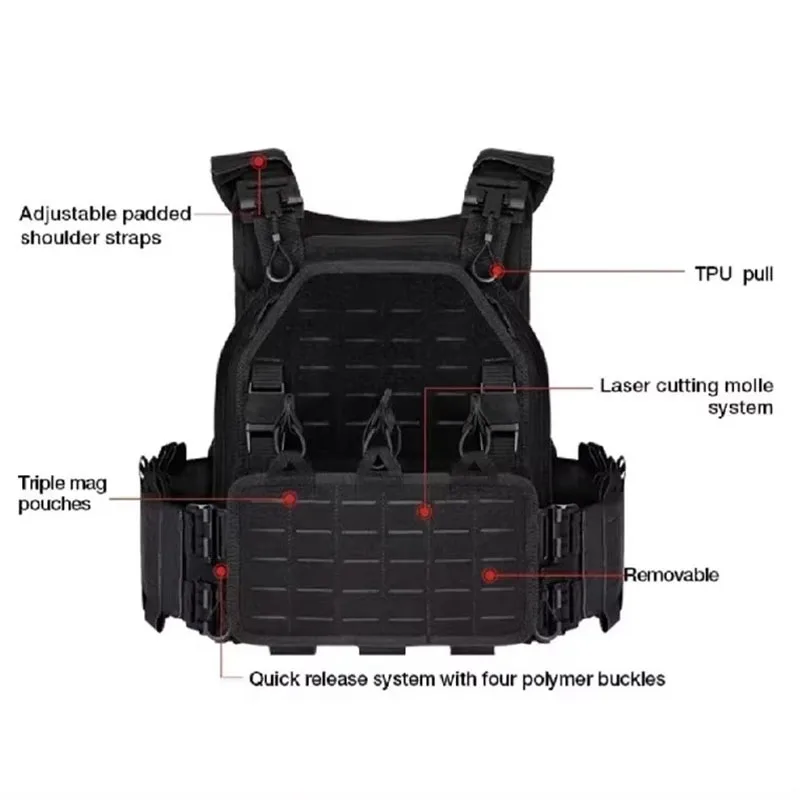 YAKEDA Tactical Vest Outdoor Hunting Plate Carrier Protective Adjustable Vest Airsoft Carrier Combat Equipment