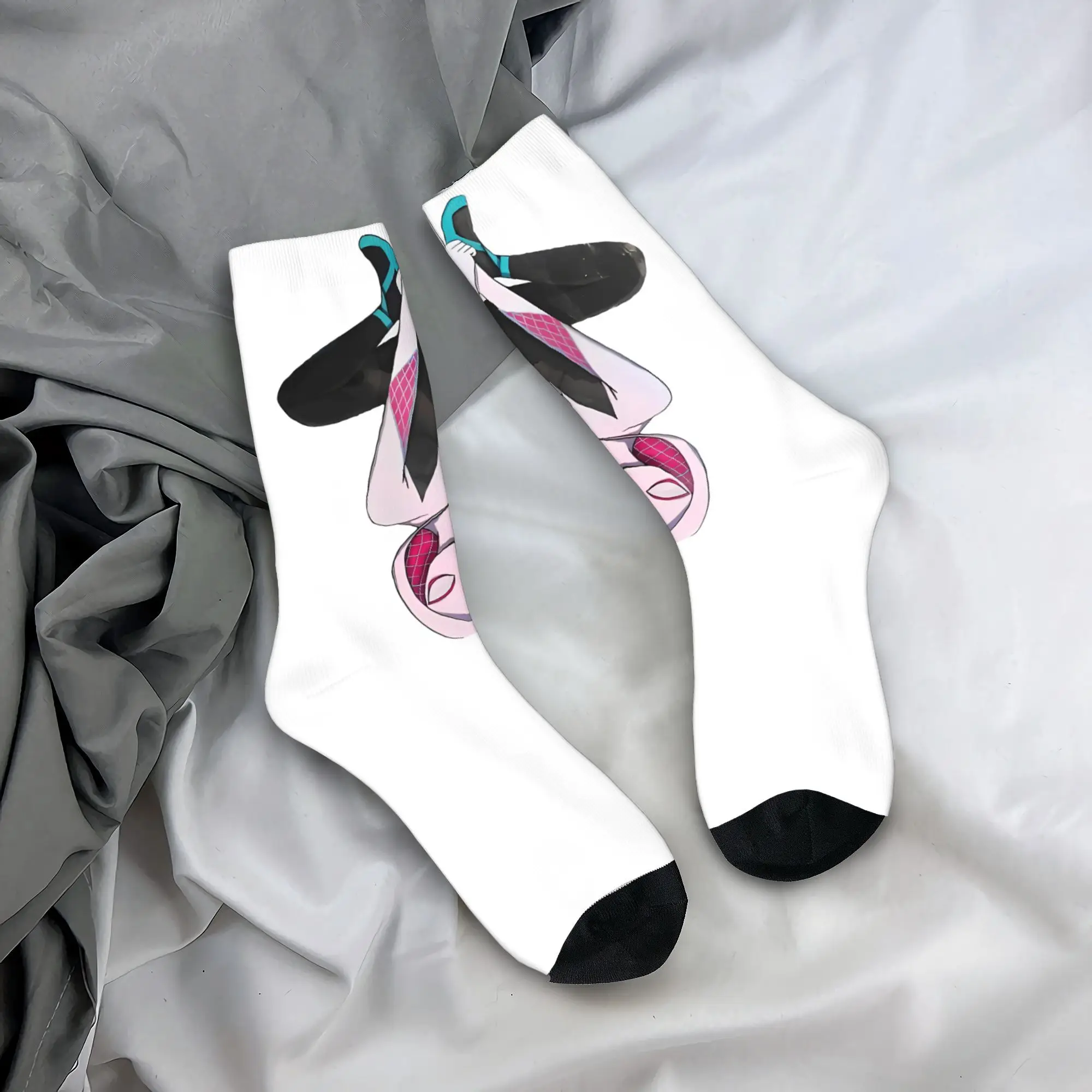 

Spider Gwen Ghost Spidey Girl Autumn Winter Stockings Cool Women Men Socks Grl Pwr Cartoon Sweat Absorbing Sports Socks