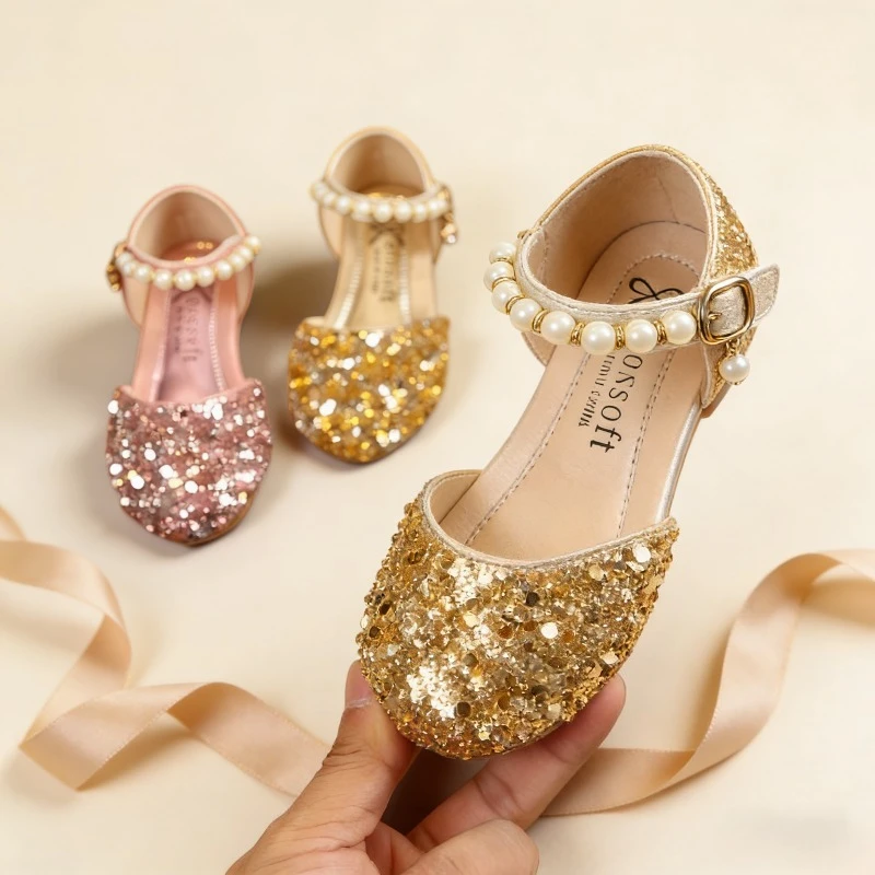 

Summer Autumn Girls Leather Shoes Fashion Sequins Baby Girl Sandals Kids Princess Shoes Size 21-35