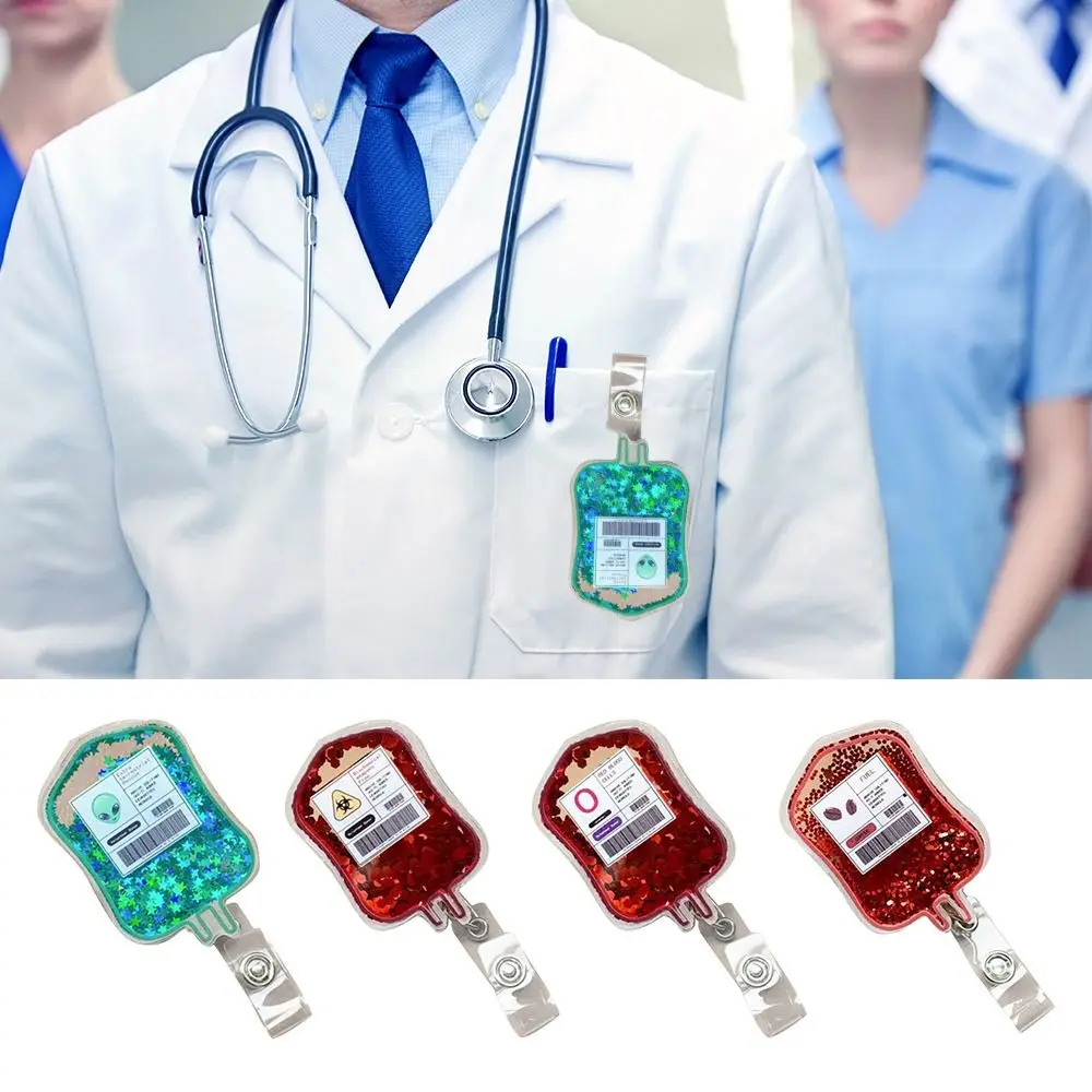قابل للسحب التمريض معرف شارة حامل كيس الدم شاكر معرف شارة بكرات بريق مع كليب للممرضات طبيب مساعد الموظفين الطبيين