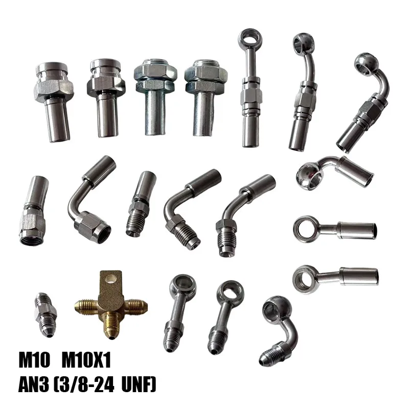 Stainless Steel Motorcycle Motor Bike Hydraulic Brake Oil Hose Line Banjo Fitting  3/8-24UNF Female M10X1 90 Brake Line Adapter