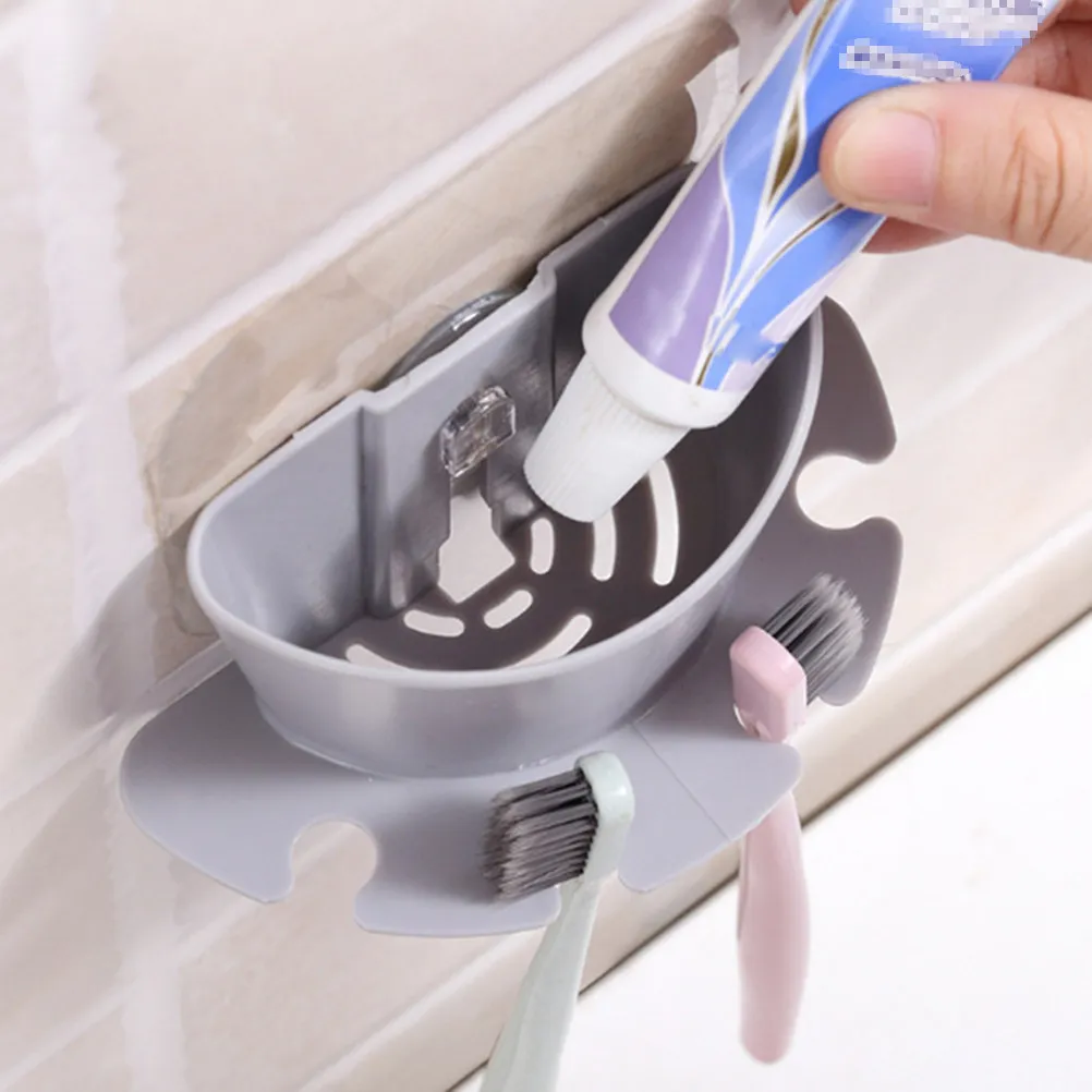Multifunctional Suction Cup Toothbrush Holder 4 Slots 1 Large Cup for Electric Toothbrushes Toothpaste Razor Shaver Bathroom