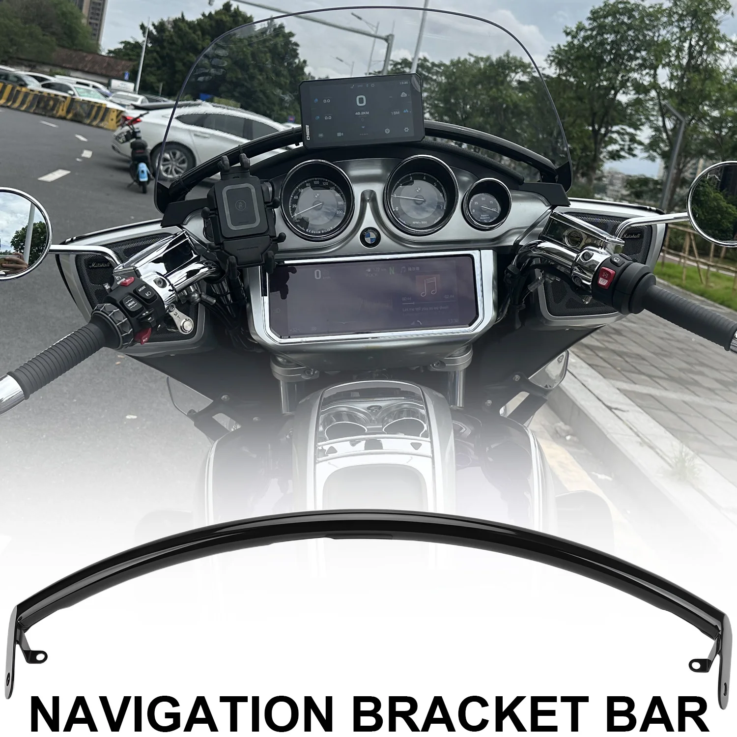 Motorcycle Accessories Black Mobile Phone Holder Support Rod Headstock Strut For BMW R18B R18 Transcontinental R 18B 2021-2025