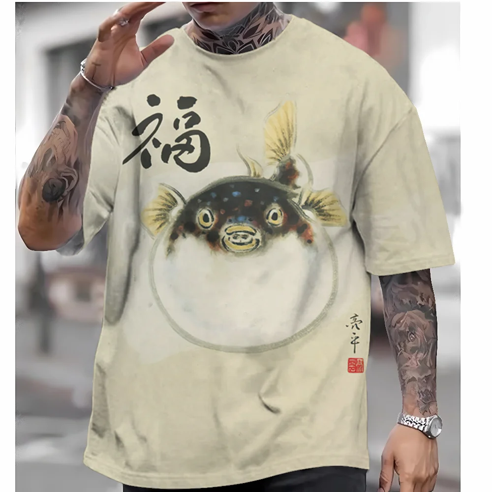 2024 New T Shirts For Mens Short Sleeve Tops Japanese Style Ukiyoe Graphic Clothing Oversized Summer Apparel Street Male T-Shirt