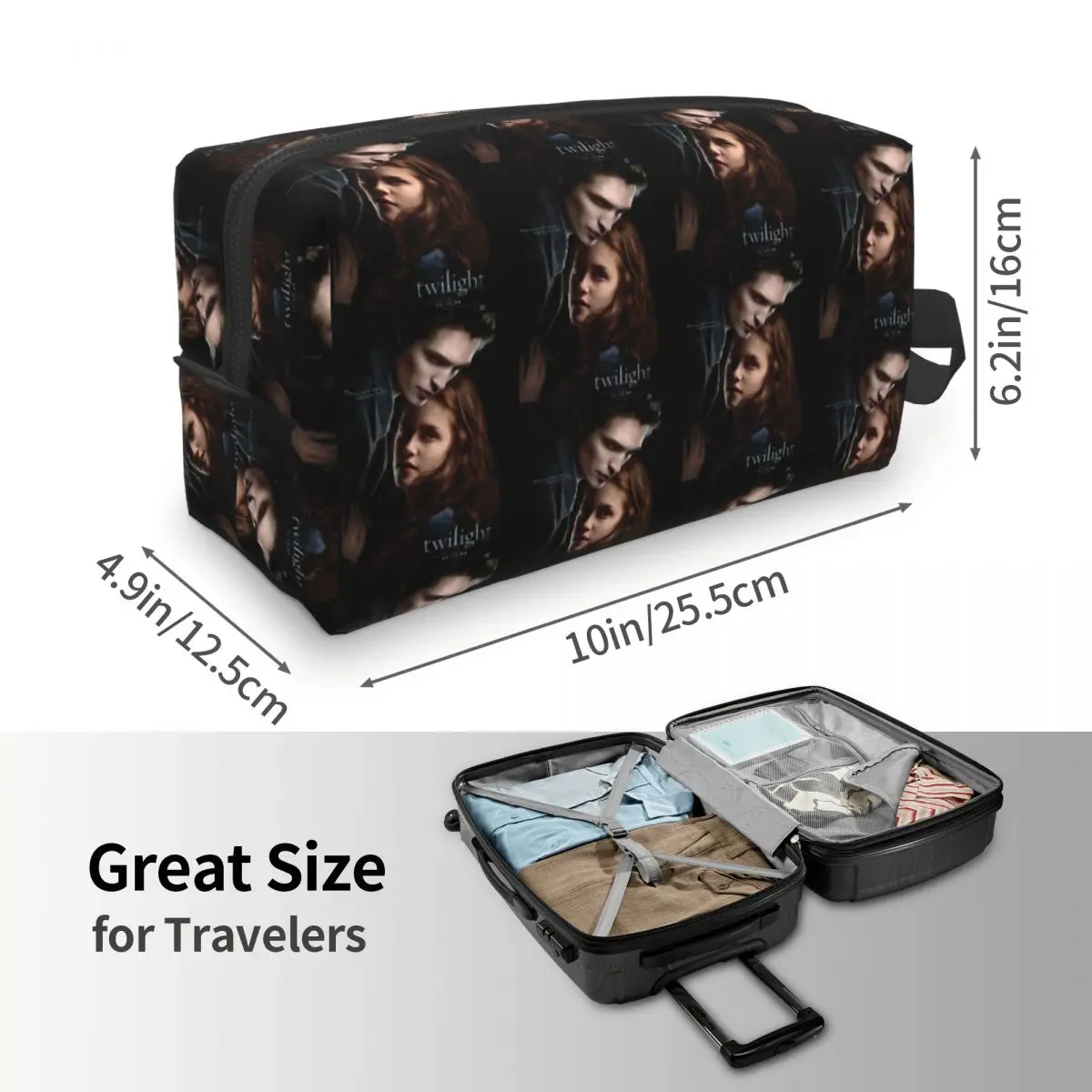 The Twilight Saga Vampire Makeup Bag Cosmetic Organizer Storage Dopp Kit Toiletry Cosmetic Bag for Women Beauty Travel