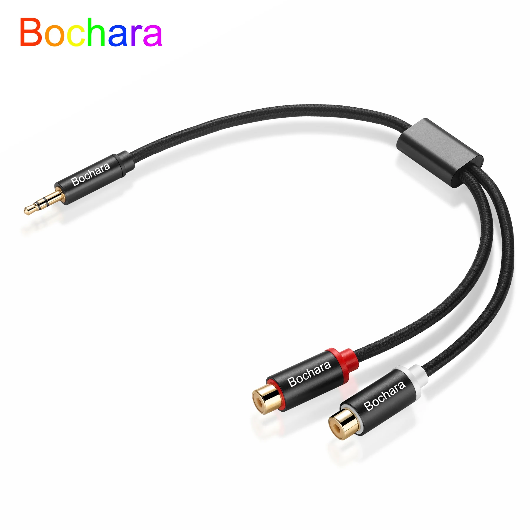 Pleciona Bochara pozłacana folia konwerter Audio 30cm 3.5mm Stereo Aux męska do 2RCA