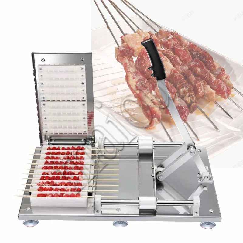 BBQ Meat Skewer Manual Satay Skewer Machine BBQ Stainless Steel Mutton Kebab Lamb Skewer Tools Kebab Meat Wear String Machine