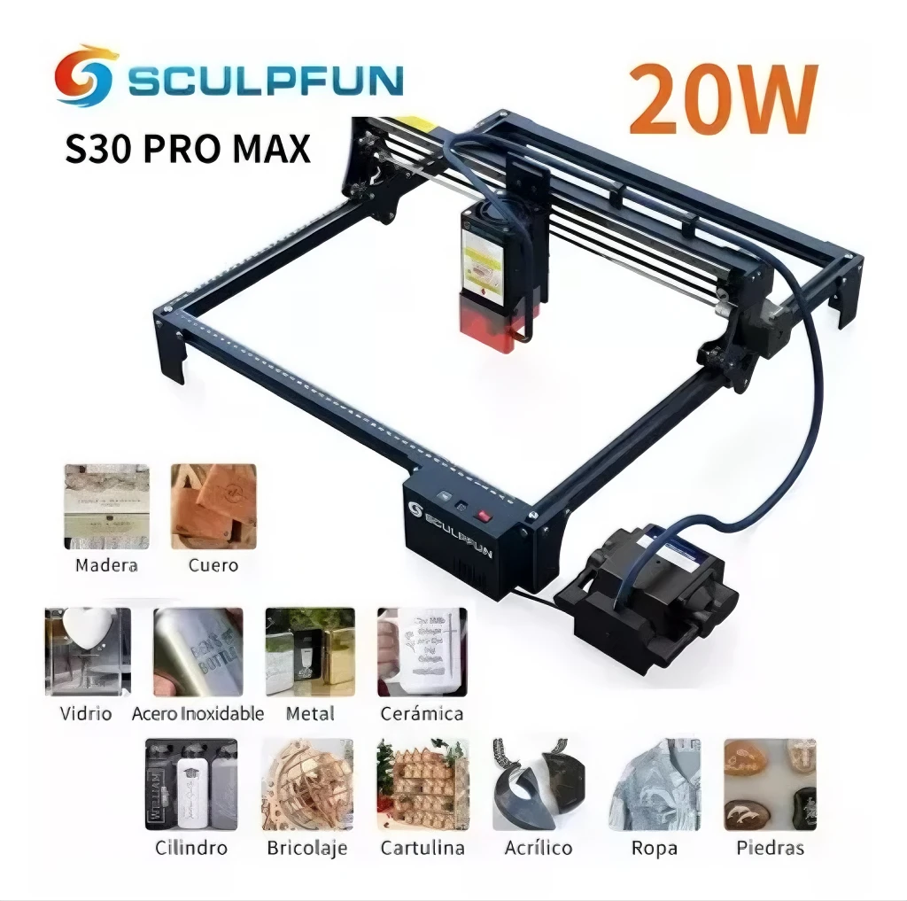 

SCULPFUN S30 PRO MAX /S30 PRO/S30 Laser Engraver with Automatic Air-assist System Replaceable Lens 410x400mm Engraving Area