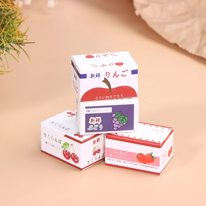 1/12 Dollhouse Paper Boxes Model Dolls House Mini Simulation Fruit Box Dollhouse Decoration Scene Toys Accessories