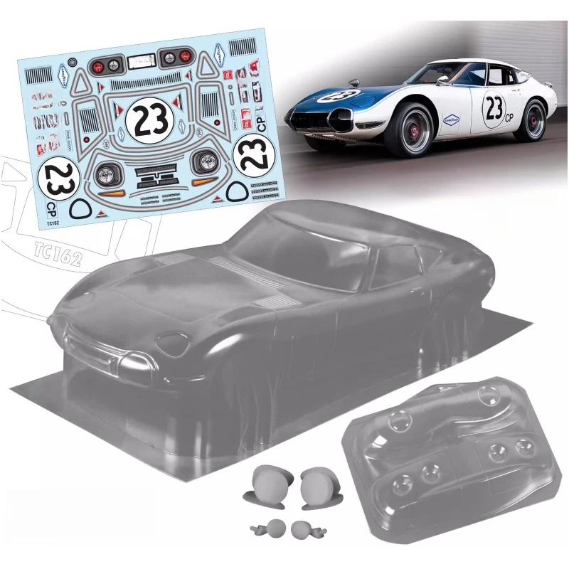 

1/10 1966 GT2000 Clear Lexan Body shell W/Light Buckles and Mirrors +Front Light for 257mm On Road car RC Drift Tamiya tt02 tt01