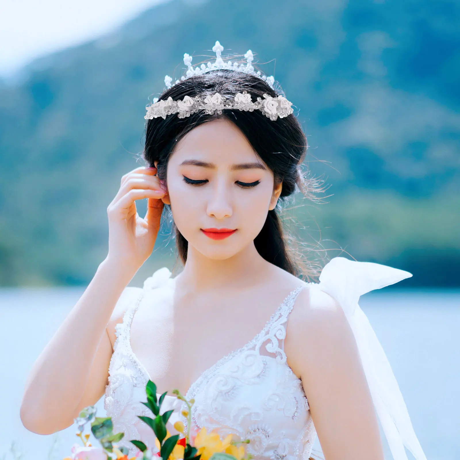 كريستال السيراميك زهرة الشعر عقال المرأة الزفاف هيربيسي لحفل الزفاف حفلة موسيقية الذكرى حديقة الاستقبال المؤنث