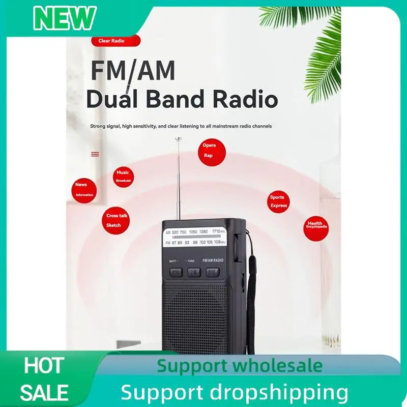 Solid Mini Pocket FM AM Radio Portable Rechargeable Radios With LED Flashlight Support 3.5Mm Headphone TF Card