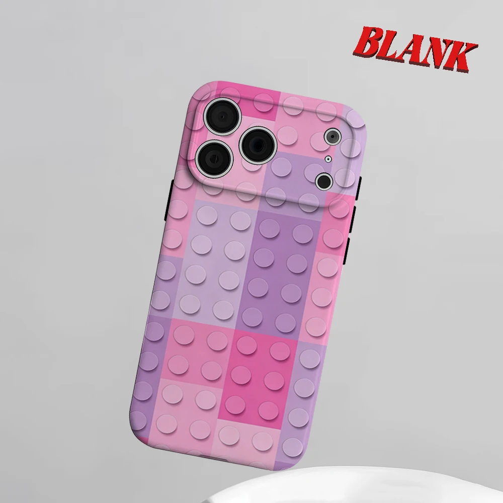 Pastel Brick Stud 2-in-1 Phone Case For iPhone 17 16 15 14 13 Pro Max Air 16e INS Flower Hard PC Bumper Cover Coque