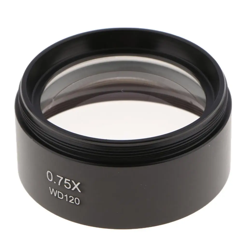 0.75X Barlow Auxiliary Objective Lens WD117 Metal Construction Increased Working Distance for Microscope