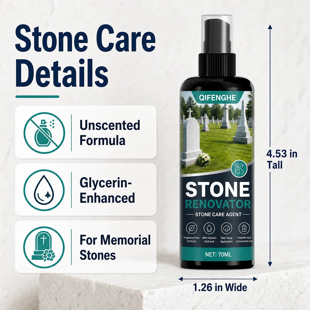 Stone Renovator Spray for Memorial Stones and Tombstones, Unscented Glycerin-Enhanced Stone Care Agent for Faded Weather