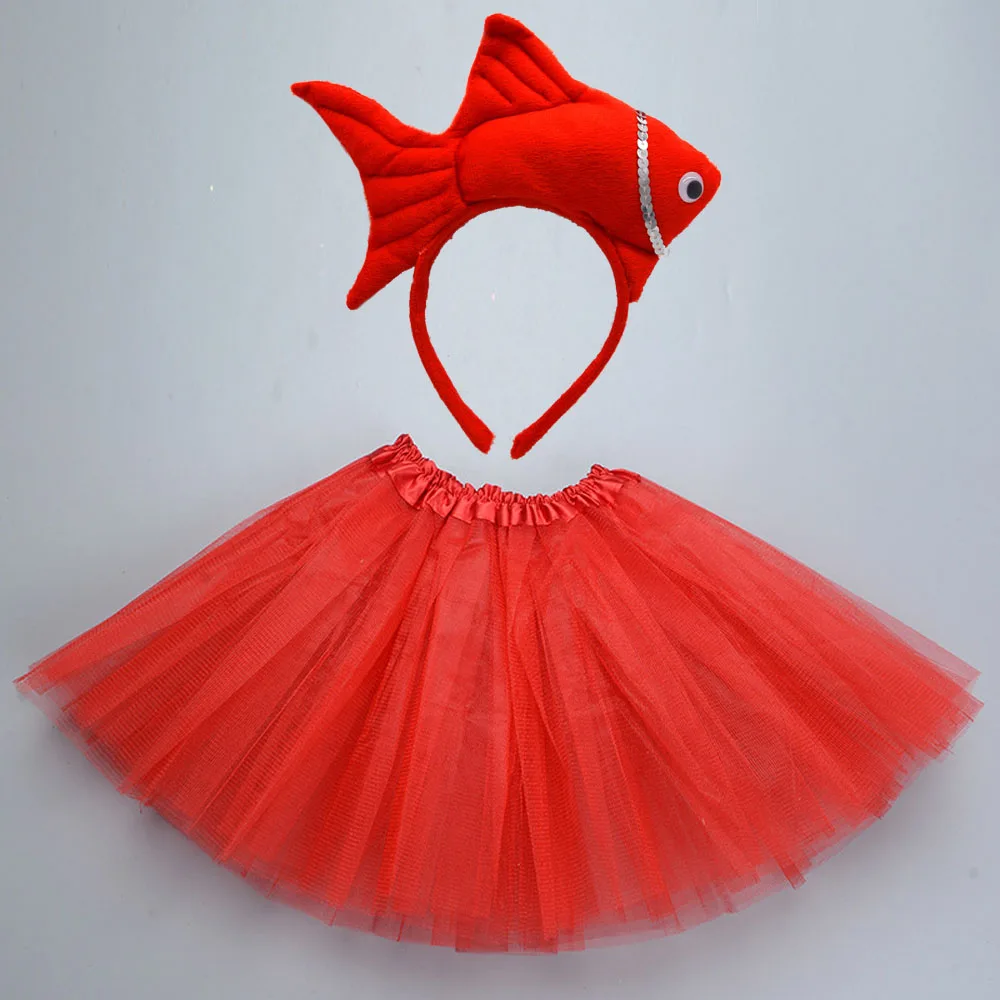 Cartoon Kids Children Animal Fish Crab   Headband Tutu Skirt Tie Tail  Party Gift        Birthday Halloween Costume Cosplay