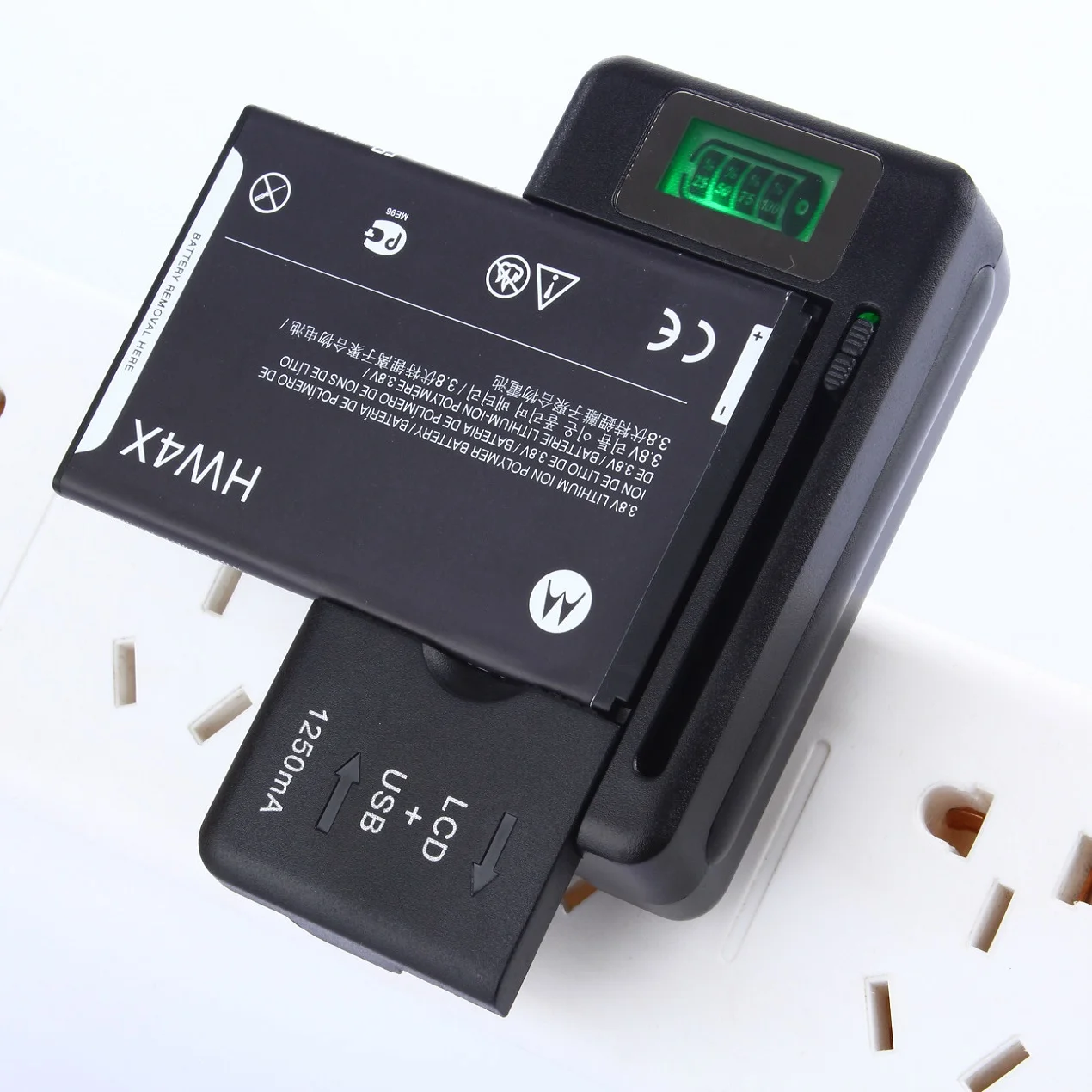 מטען סוללות נייד 2022 עם מסך LCD אוניברסלי, יציאת USB לטעינת סוללות לטלפונים ניידים, תקע UK EU