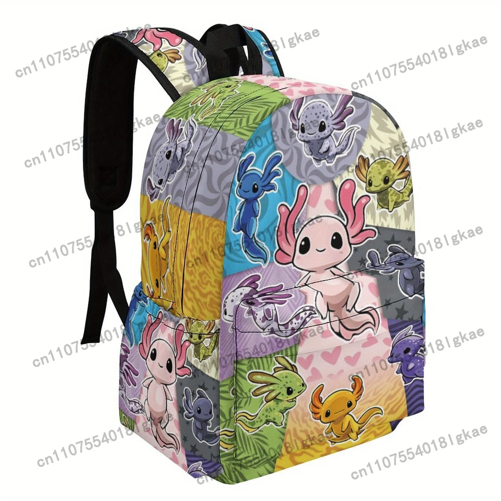 [Vibrant Axolotl Backpack] Lightweight 16.5 Inch Oxford Cloth Backpack with Vibrant Cartoon Axolotl Design | Adjustable Shoulder