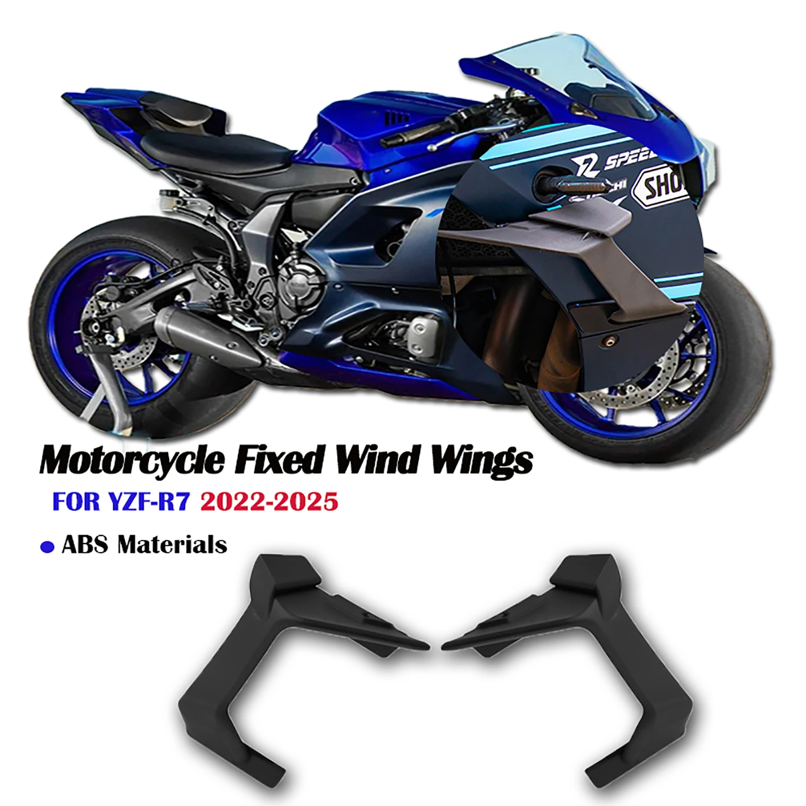 

FOR YZF-R7 YZFR7 2022-2025 Motorcycle Fixed Wind Wings ABS Bodywork Aerodynamic Winglets Downforce Stabilizer Racing Accessorie