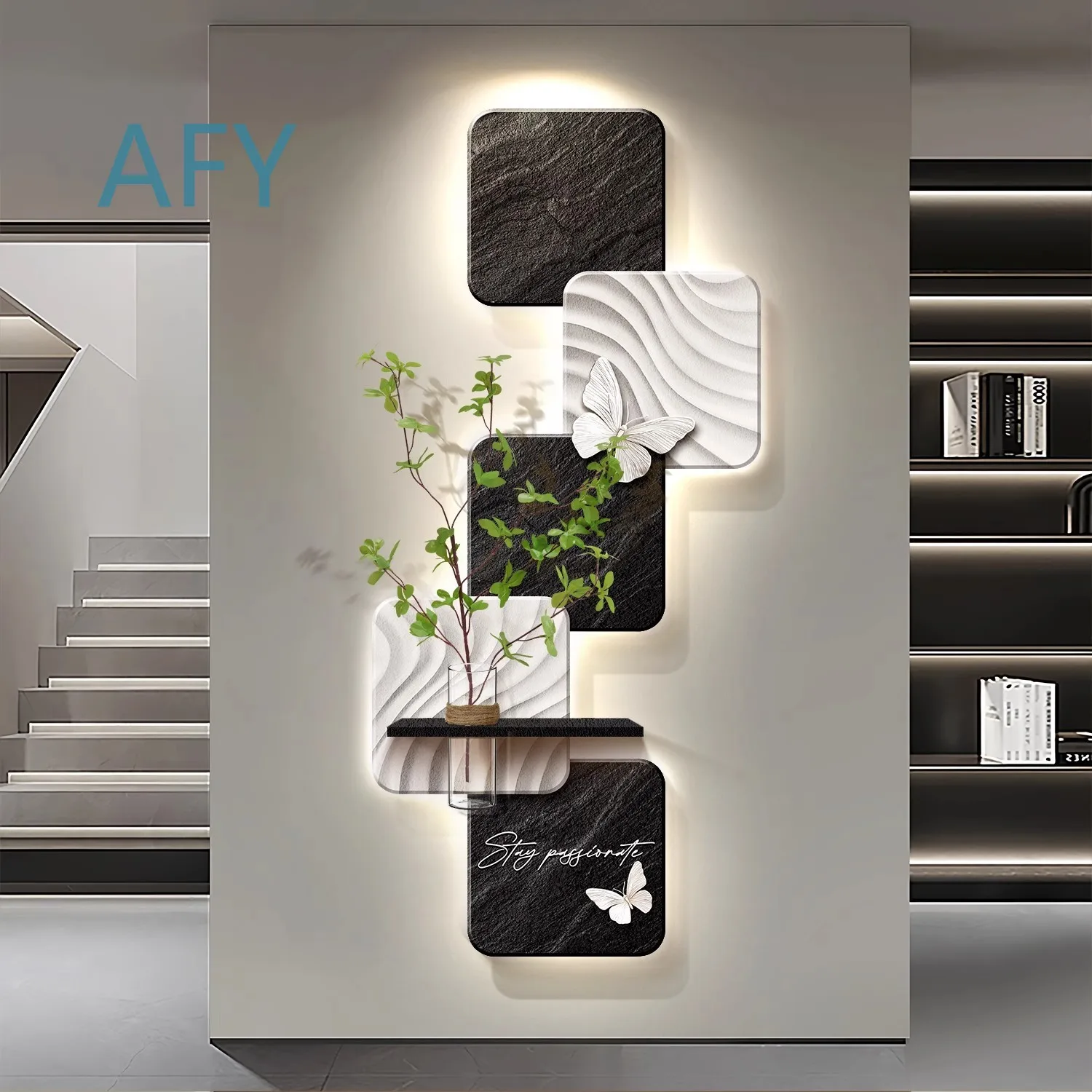 Creative Black and White Cream Style Wall Art for Hydroponic Green Plants Living Room Decor Hanging Painting with Modern