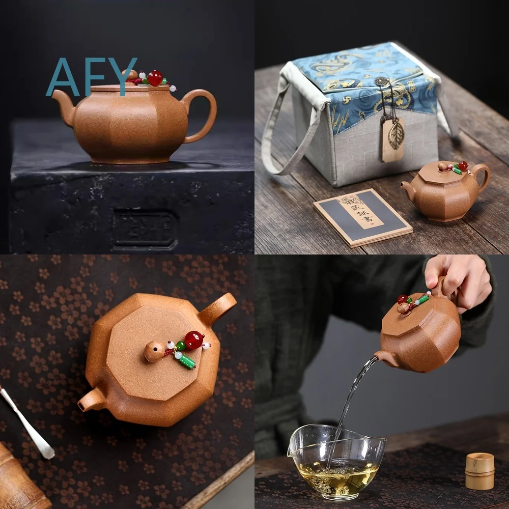 Handmade Yixing Zisha Teapot for Tea Brewing Ceramic Pottery Tea Set for Home Office Business Gift Pure Duan Clay Infuser