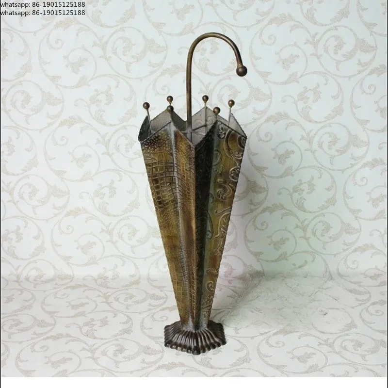 American Retro Floor Metal Umbrella Stand Household Umbrella Storage Bucket Storage Rack Creative Iron Anti-rust Umbrella Stand