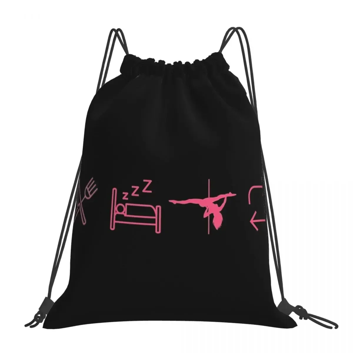 

Eat, Sleep, Pole Dance, Repeat - Black Icons Backpacks Drawstring Bags Drawstring Bundle Pocket Sports Bag BookBag For Man Woman