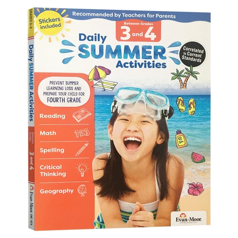 Evan-Moor Daily Summer Activities, Grade 3-4 Workbook,aged 7 8 9 10, English book 9781629384863