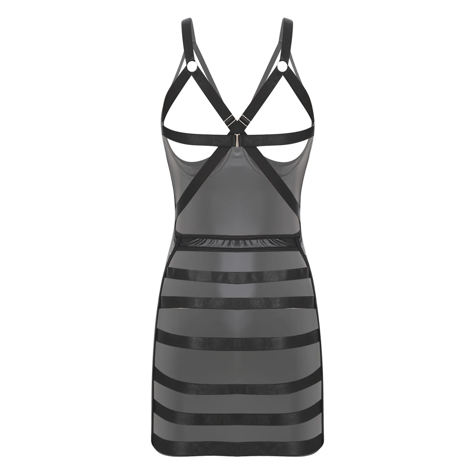 Abito da donna in morbida pelle PU, abito a tubino con fionda senza schienale, mini abito aderente, indumenti da notte, abiti da club, camicie da notte