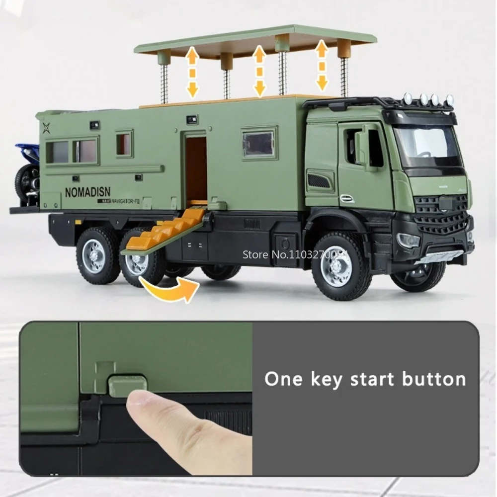 1/24 Nomadison RV Legierung Modell auto Spielzeug Simulation Sound und Licht Pull-Back Geländewagen Kinder Sammlung Dekoration Geschenk