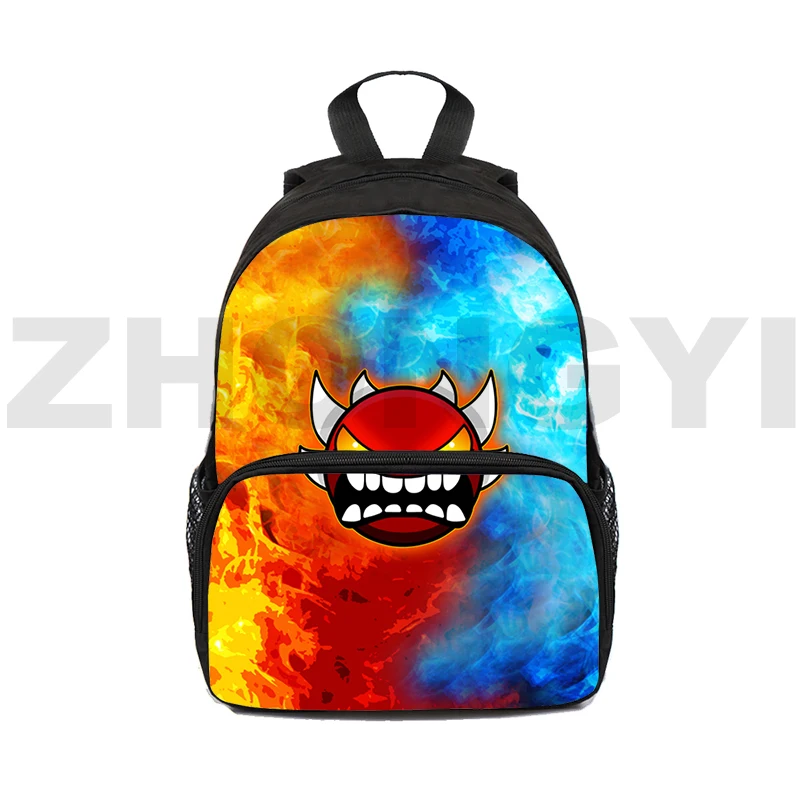 

Classic Game Angry Geometry Dash School Backpack 16 Inch Mini Bookbag Waterproof Laptop Backpacks Men 3D Anime Japanese Bag