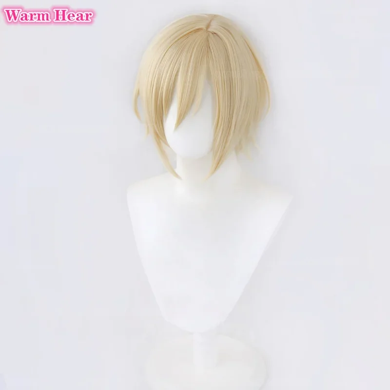 Anime tenshouin eichi peruca cosplay es tenshouin eichi peruca leite dourado resistente ao calor perucas de cabelo sintético + touca peruca