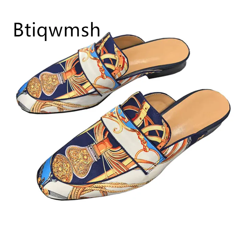 

Mixed Color Satin Slippers Man Round Toe Slip On Flats Lady Fashion Loafer Shoes