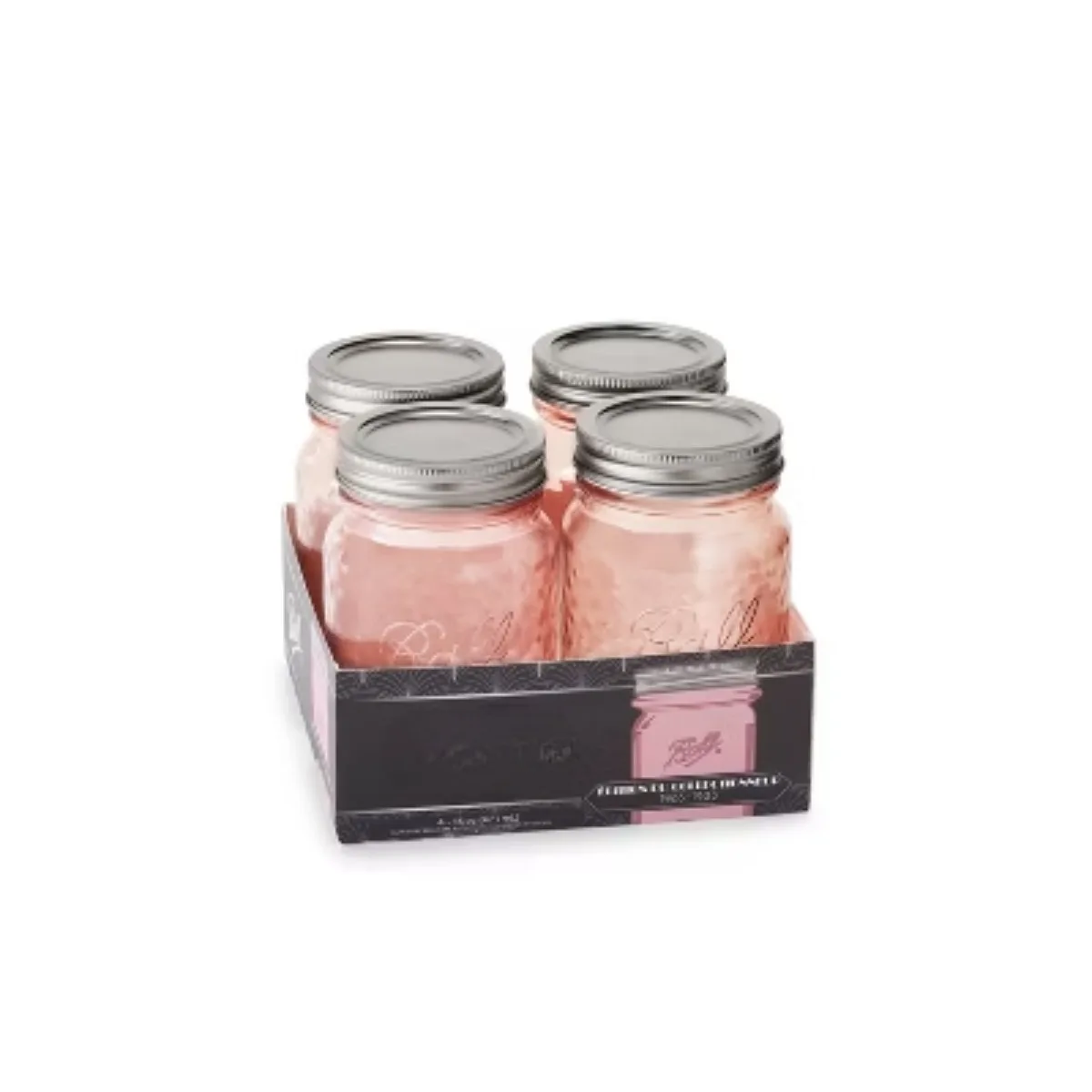 

16oz 4-Pack Glass Regular Mouth Rose Vintage Mason Jars with Lids and Bands: Pink Canning Jars, Dishwasher Safe