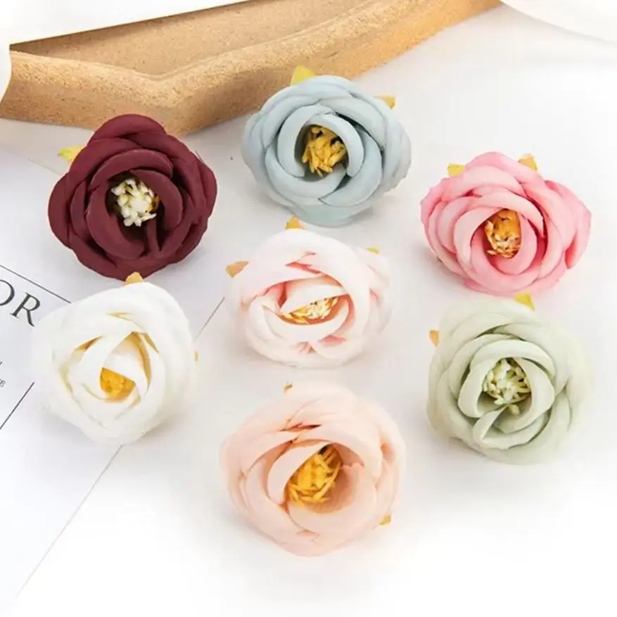 

50/100pcs Artificial flower Silk Tea Rose Bud Diy Home festival party Outdoor Garden wall Decor Wedding giftbox Christmas Wreath