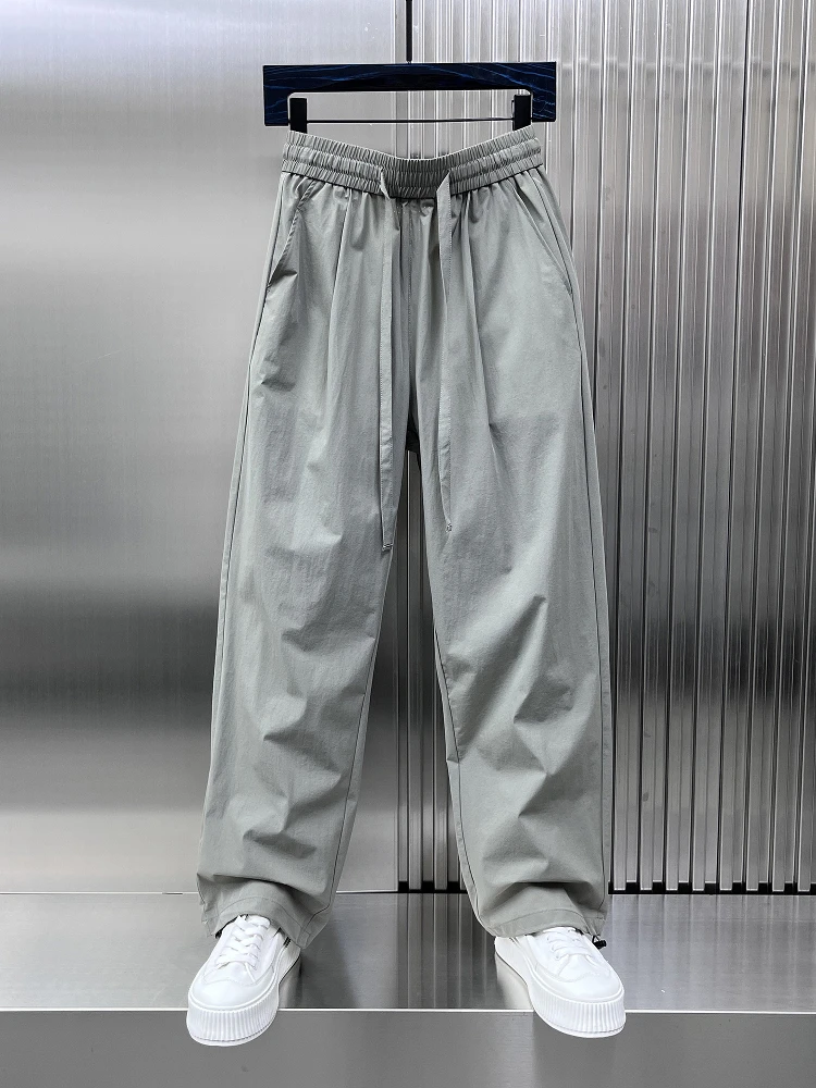 

Модные мужские летние повседневные брюки для активного отдыха, быстросохнущие, дышащие, свободного прямого кроя, из ледяного шелка, спортивные, стильные