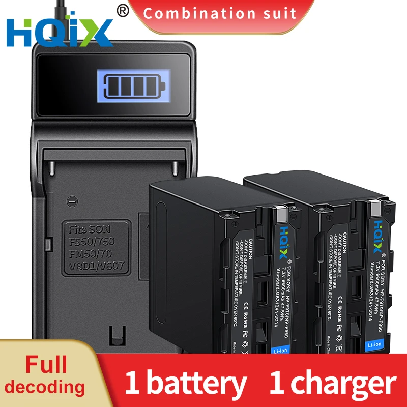 

HQIX for Sony AX1E NEX-EA50CH FS700RH NX3 DCR-TRV620 VX2200E DSC-CD250 D700 HXR-MC2500 NX200 Camera NP-F960 F970 Charger Battery