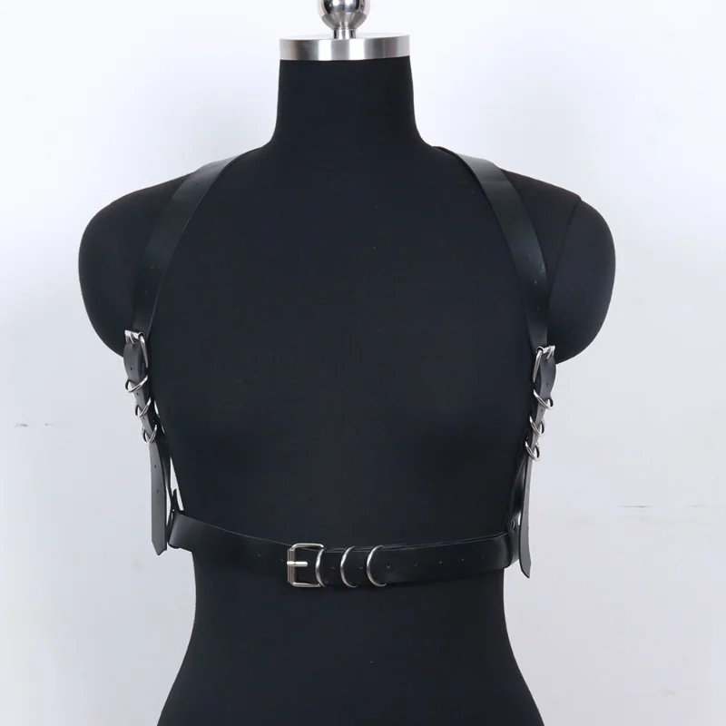 Seksowny zestaw bielizny z skórzanym harnessem dla kobiet, pas harness, BDSM, bondage, bielizna, pas do pończoch na udo, gotycka odzież fetysz