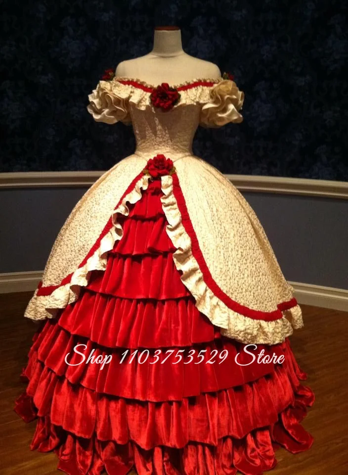 

Custom Burgundy Vintage Evening Gown 3D Floral Velvet Prom Dress Special Occasion Evening Gown Countess-Style Attire Campus Prom