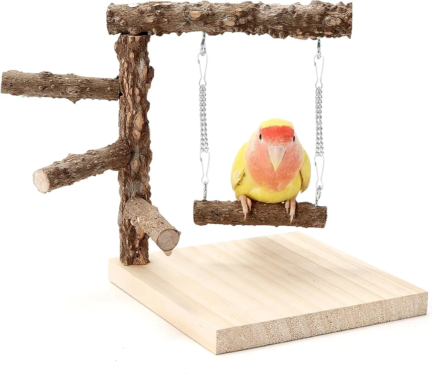 

Bird Perch Stand Tabletop, Natural Pricklyash Wood Parrot Playground, Bird Cage Accessories for Parakeets Conure Lovebirds