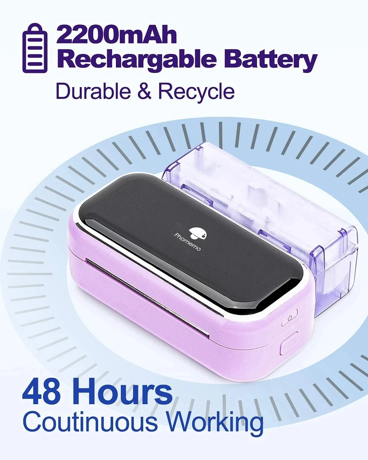 Phomom03 – imprimante Photo Portable sans fil, Mini-code à barres, sans encre, pour étiquettes de téléphone