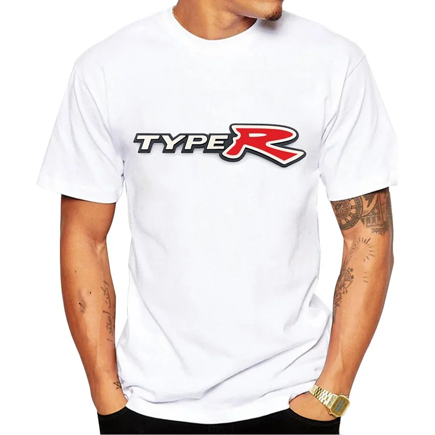 Classic Civic Type R T-shirt, new summer men\'s short sleeved Jdm Legends printed T-shirt, hip-hop boy casual top, sports car whi