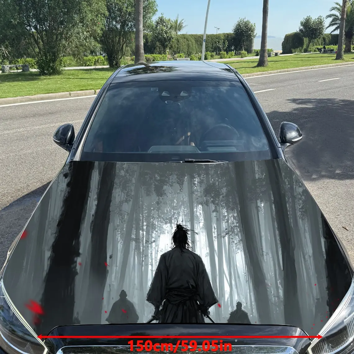 Lonely Swordsman Pattern Car Hood stickers , PVC Material Multifunctional Car Hood Stickers, Scratch-Resistant & Fade-Proof, Eas