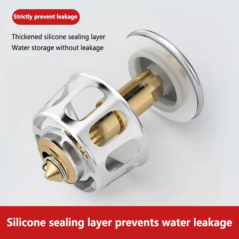 Basin Drains Universal Metal Filter Valve Pop-up Drainer Waste Stopper Bathtub Strainer Plug Hair Catchers Bathroom Accessories