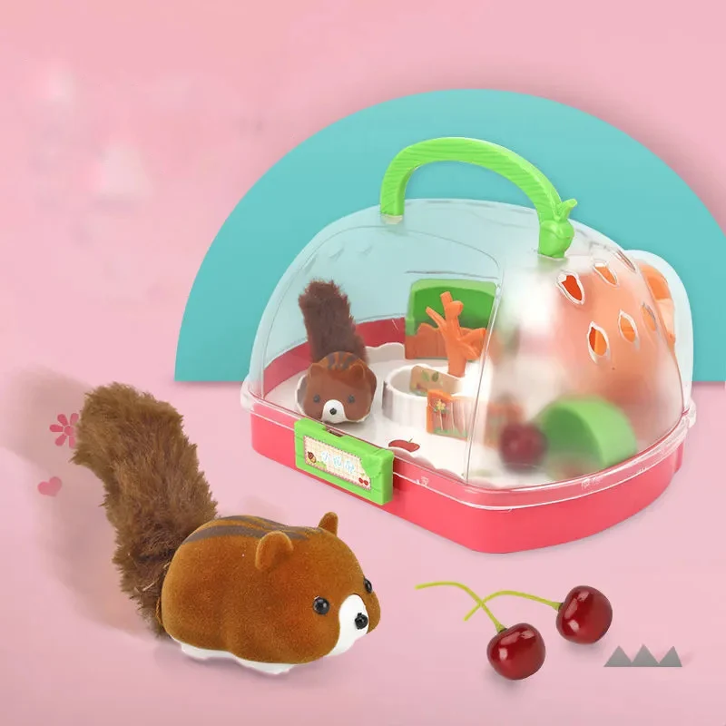 Simulation Cute Electric Squirrel Doll Play House Battery Powered Squirrel House Simulation Cute Electric Squirrel Doll