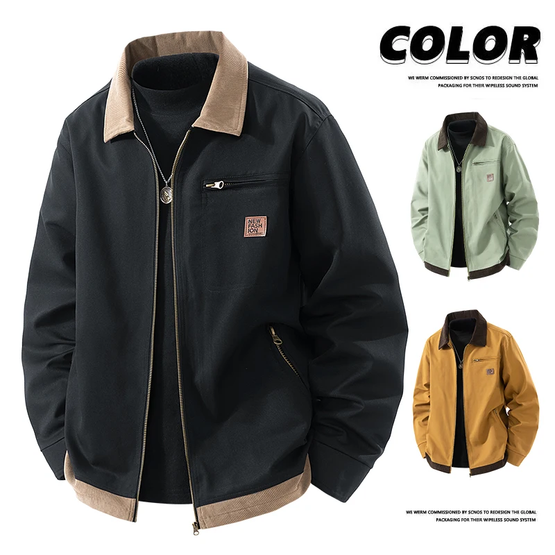 

Retro Interstellar Same Style Jacket Canvas Detroit Hunting Jacket Heavyweight Pocket Work Lapel Collar Coat Windbreaker Jacket