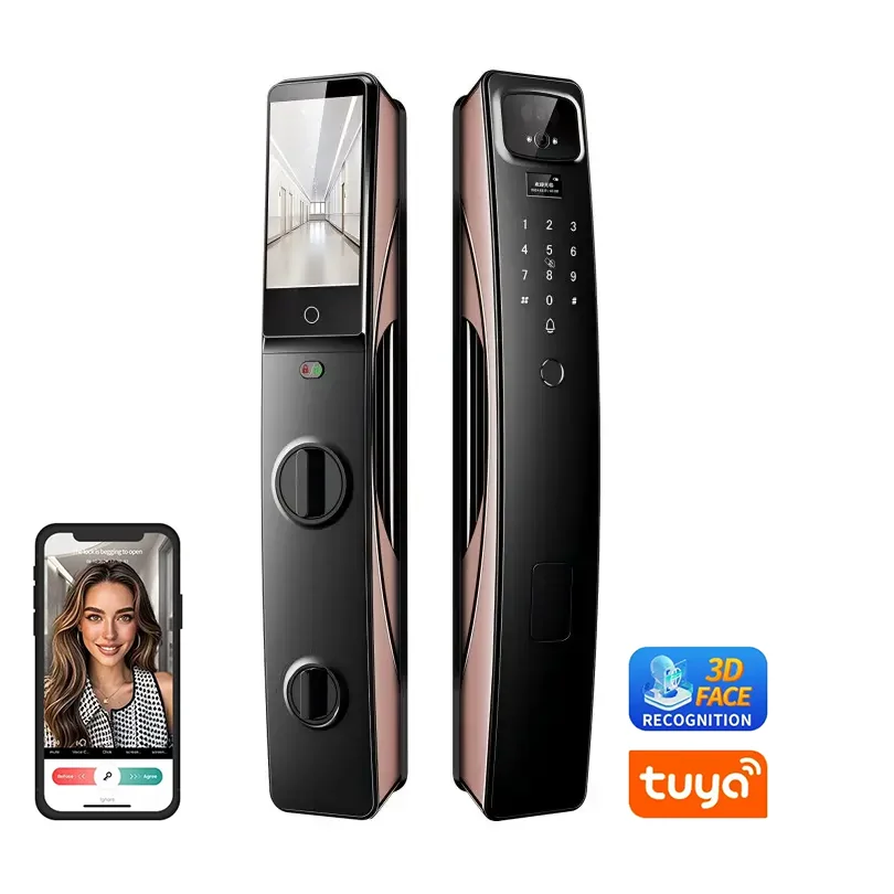 Factory New Arrival WIFI Tuya APP Smart Fingerprint Keyless Outdoor With Camera Digital Viewer Door Lock
